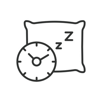 recommend clip art: Sleeping time, in line design. Sleeping time, sleep, bedtime, night, rest, dreams, night sleep on white background vector. Sleeping time editable stroke icon.