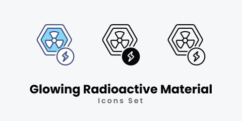 Glowing Radioactive Material icons vector set stock illustration