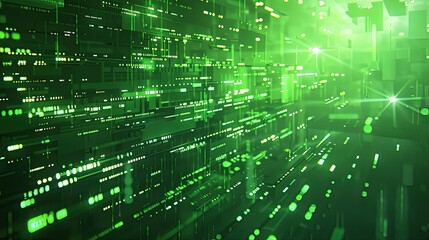 Obraz premium Abstract tech background. Retro green monochrome phosphor monitor display with pixel sorting glitch effect