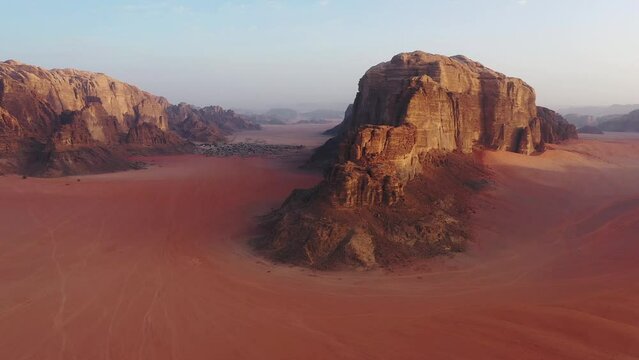Aerial view of Wadi Rum Desert, Jordan.