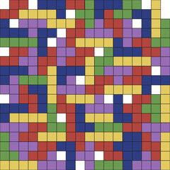 Simple Geometrical background. Colorful Block bricks seamless pattern. Retro games style vector aesthetic background can used cloth, fabric, t-shirt print.