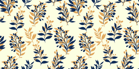 Simple tropical pattern with abstract shape branches leaves. Vector hand drawing sketch. Creative unique floral stems seamless print on a light background. Design for fashion, fabric, textiles