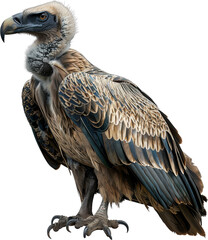 Obraz premium Majestic vulture perched with detailed feathers, showcasing the beauty of wildlife and the elegance of avian species.
