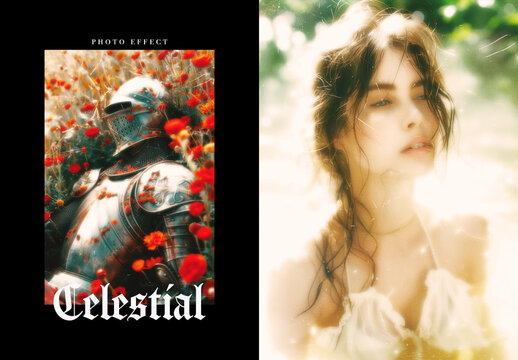 Celestial Glow Poster Photo Effect Mockup With Generative AI