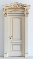 Obraz premium Classic framed white door isolated on white background