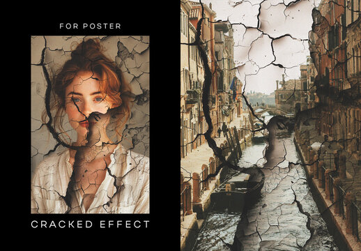 Cracked Poster Photo Effect Mockup With Generative AI