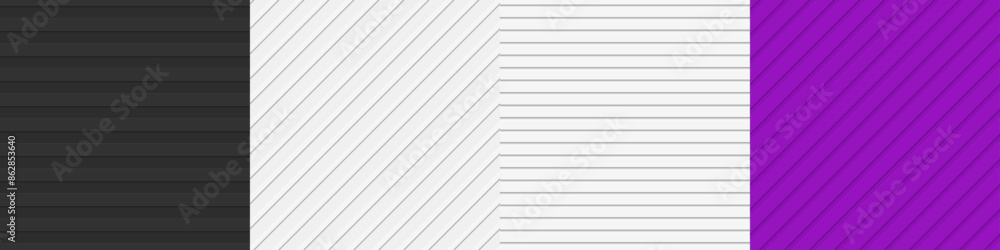 Poster seamless 3d stripe pattern set
