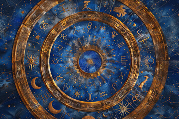 Naklejka premium Astrology. Astrologer calculates natal chart and makes a forecast of fate Tarot cards, Fortune telling on tarot cards magic crystal, occultism, Esoteric background. Fortune telling,tarot predictions