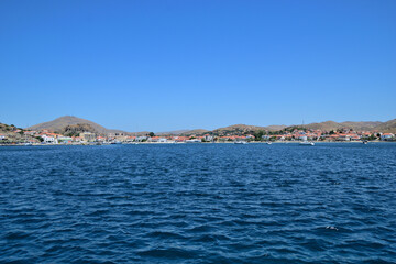 view of the town - Tourkikos Gialos bay, Myrina town, Lemnos island, Greece, aegean sea