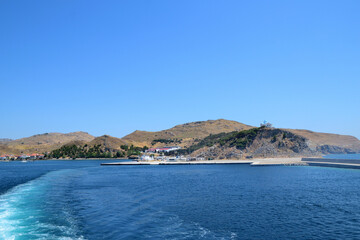 Fototapeta premium exit of the port - Myrina, Limnos (lemnos) island, Greece, aegean sea