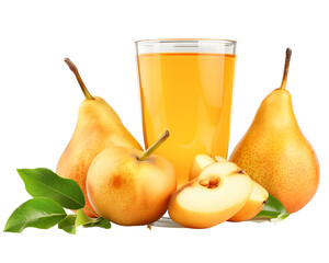 Pear juice with pears isolated white background Pear Juice Concept