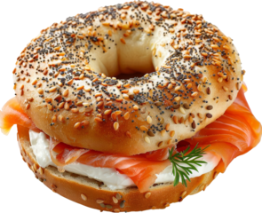 Delicious everything bagel with smoked salmon, cream cheese, and fresh dill. Perfect for breakfast or brunch.
