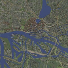 3D illustration of city and urban in Hamburg Germany