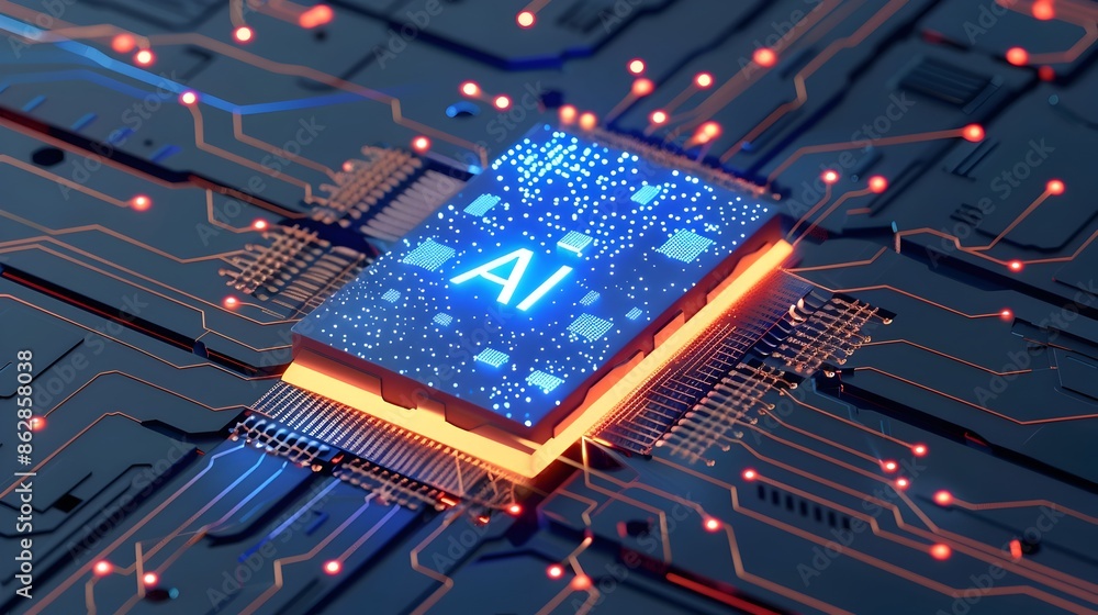Poster futuristic digital microchip technology artificial intelligence background