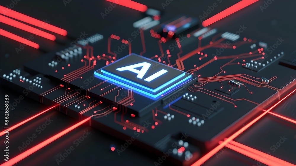 Aufkleber futuristic artificial intelligence microchip circuit abstract design