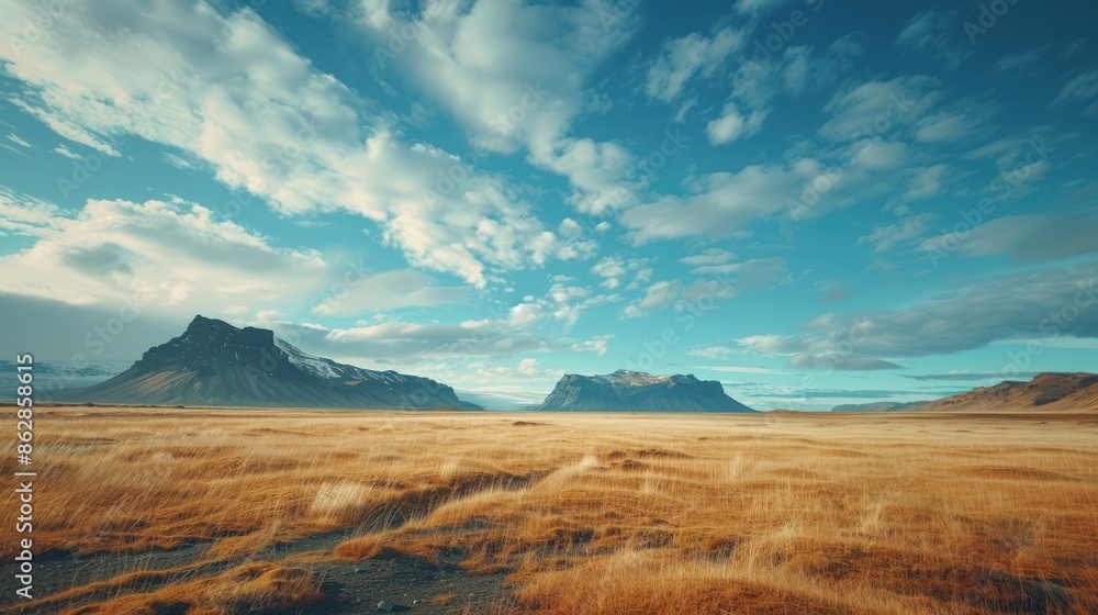 Wall mural icelandic landscape with mountains and clouds