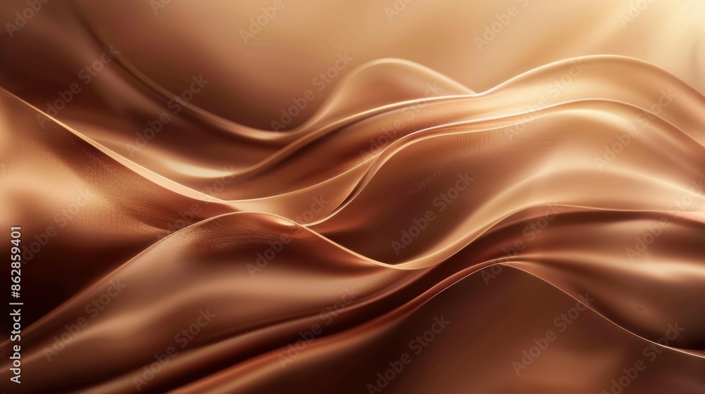 Poster an abstract representation of flowing copper-colored fabric, creating a sense of movement and elegan