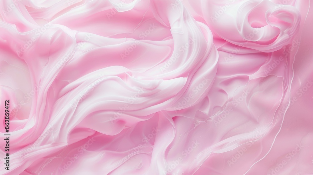 Poster flowing pink fabric with smooth, delicate textures creating an elegant and soft abstract background,