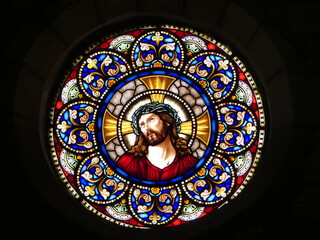 Rosace Vitrail église Christ
