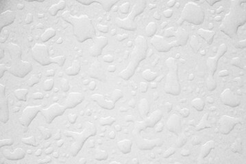 Drops of water on the white floor. Abstract texture or design. Background.