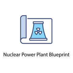 Nuclear Power Plant Blueprint vector icon