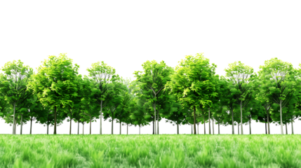 3D illustrated landscape with green trees in the park. Tree on transparent background, real tree, green leaves, isolated png file, die cut design.