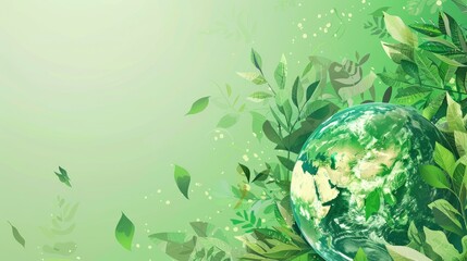 A globe with greenery Design for banners  posters or vector illustrations
