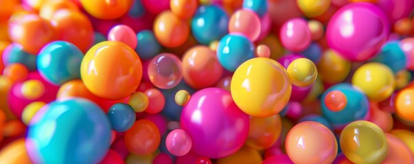 Vibrant colorful balls of different sizes creating a playful and joyful atmosphere