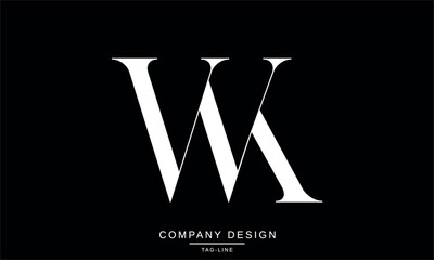 WK, KW Abstract Letters Logo Monogram Design Icon Font Vector
