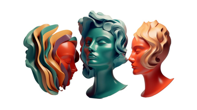Abstract concept of diverse personalities Isolated on transparent background