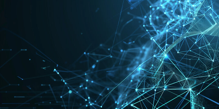 Abstract background banner, slide for AI, data science and nano technology. Deep space, nature, multiverse, quantum scale concepts.