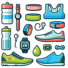 collection of running equipment icons