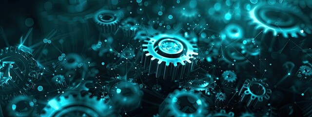 Obraz premium Abstract futuristic digital technology background with gears 