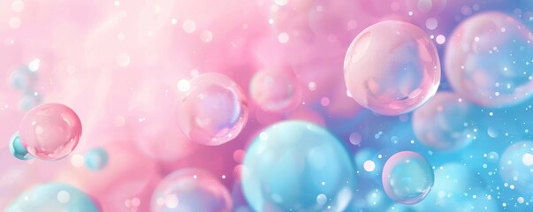 Dreamy abstract background with pink and blue bubbles and soft pastel colors
