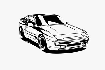 Fototapeta premium Hand drawn car outline vector image. Vehicle art.