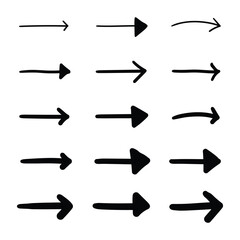 Hand drawn cartoon set of arrows on a white background.