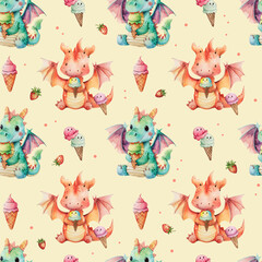 Obraz premium seamless pattern with dragons
