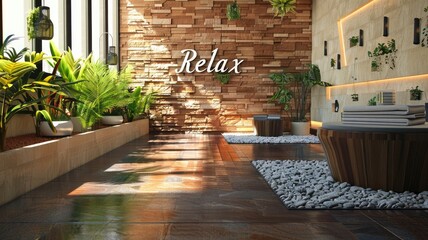 Modern spa room with plants and zen decor, perfect for relaxation
