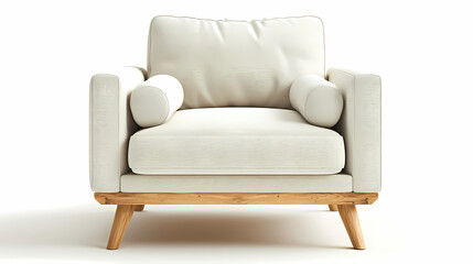 The minimal IKEA armchair with a simple white fabric seat and light wood legs