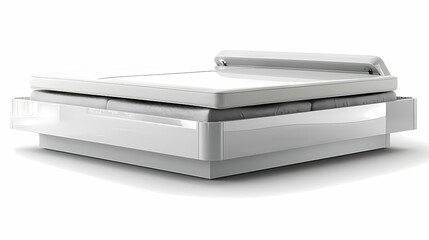 The modern IKEA bookshelf with simple white shelves and a natural wood frame