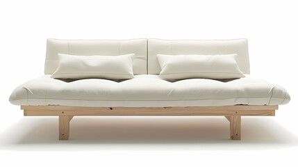 Fototapeta premium An isolated leather sofa with cushions on a white background, suitable for comfortable seating in a modern home