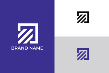 letter C square box lines inside square box logo, rocket abstract vector, space rocket launching logo, rocket and fire linear iconic logo