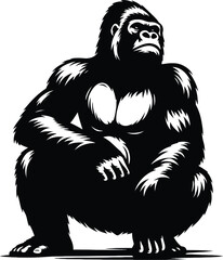 Obraz premium Gorilla silhouette vector style with white background