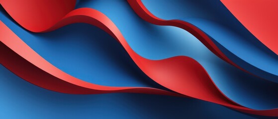 Abstract blue and red flowing waves design. Modern minimalist background for presentation, website, poster, banner, flyer, or social media.