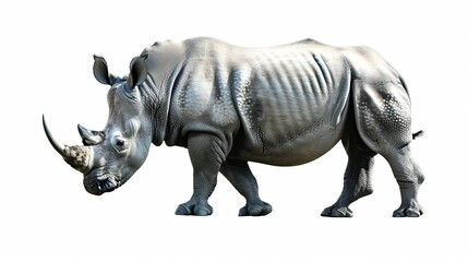 Obraz premium White Rhino Isolated on White Background.