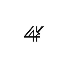 4 number and N letter monogram logo design.