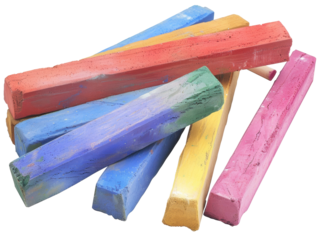 A bunch of crayons are stacked on top of each other