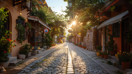 Obraz premium A beautiful photo of a summer town street