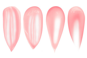 set of pink cream strokes on empty background