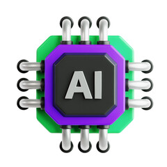 ai artificial intelligence computer processor chip circuit 3d icon illustration render design
